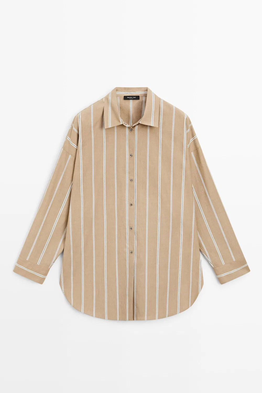 Полосатая рубашка с пуговицами Massimo Dutti, коричневый — фото 4