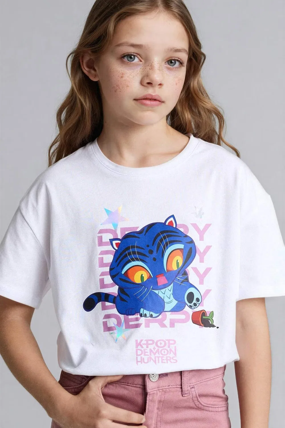 Футболка с коротким рукавом oversize Kpop Demon Hunters Defacto, экрю