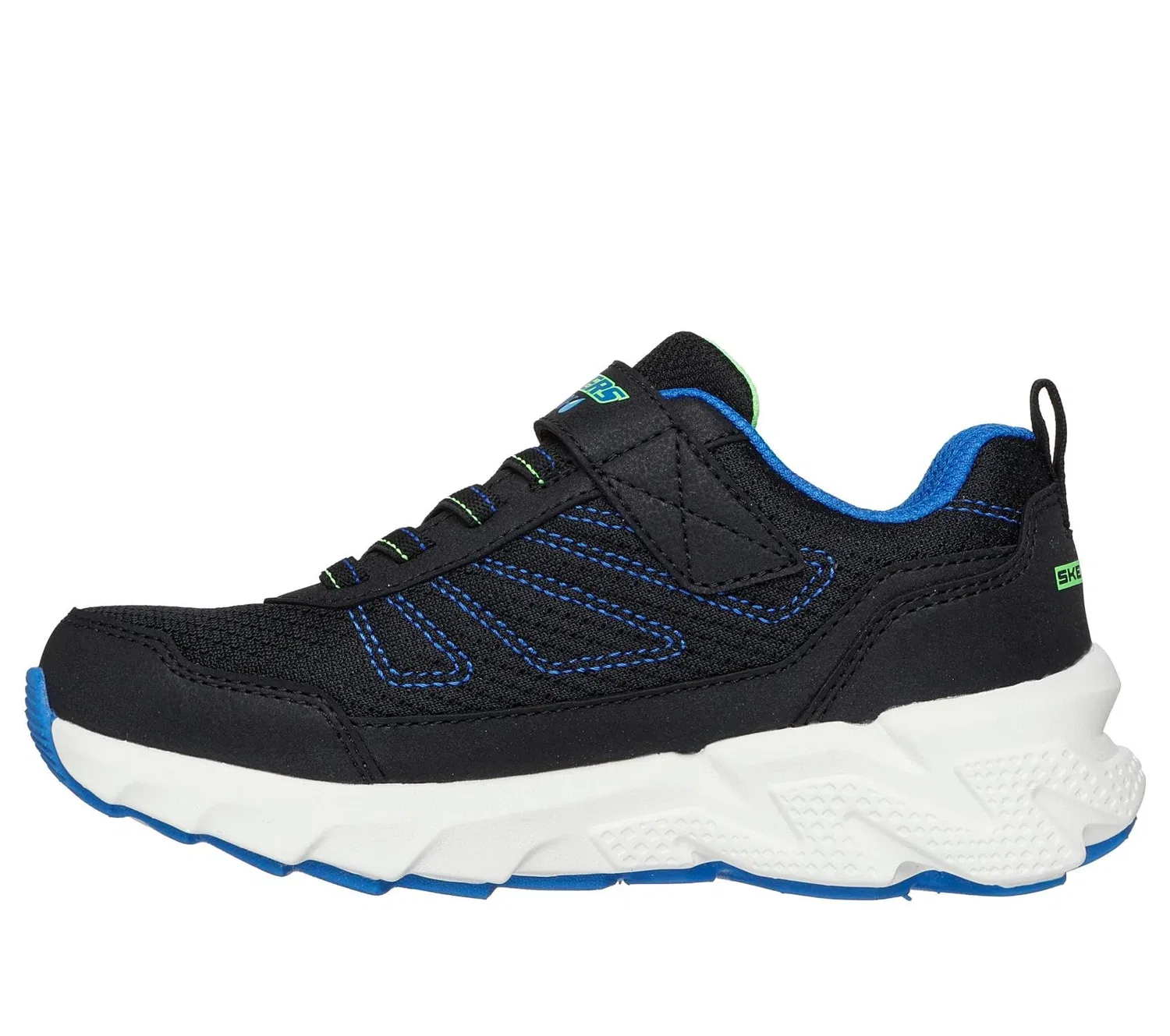 Детские кроссовки для мальчиков водонепроницаемые Skechers Elite Sport Tread Aquavek Skechers, Black Synthetic Textile Blue Lime Trim