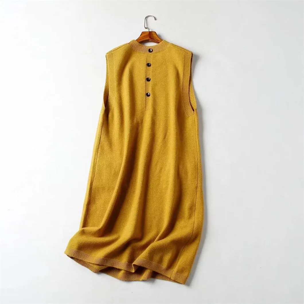 Женское вязаное платье с круглым вырезом и пуговицами Casual, Ginger — фото 2