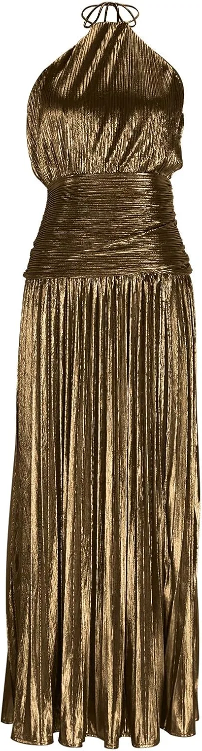 Женское коктейльное платье с перекрестными бретелями Generic, Bronze — фото 4