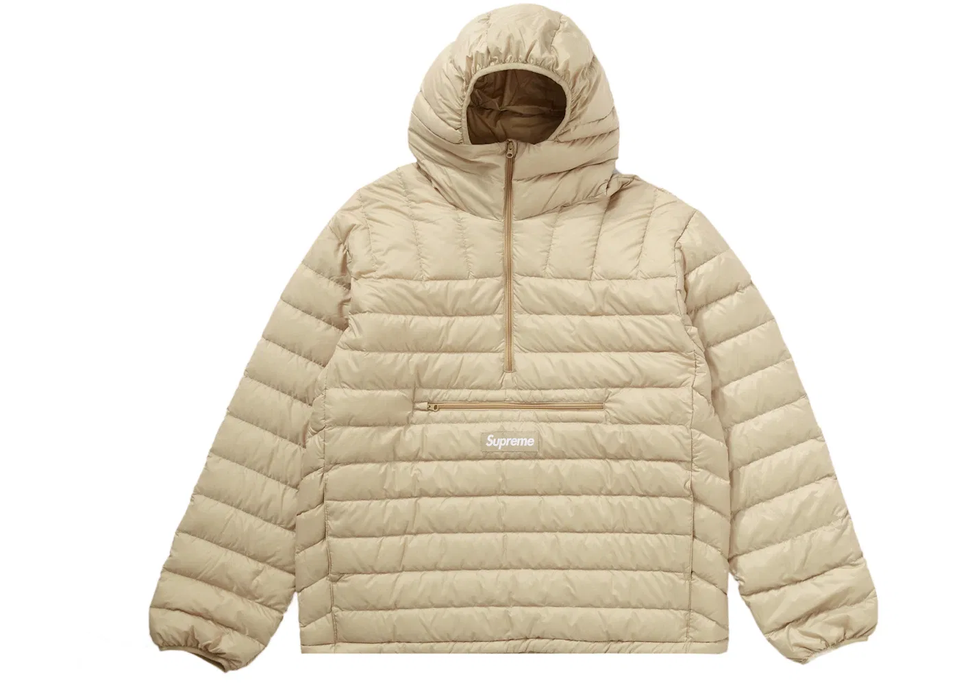Мужской пуловер с капюшоном Supreme Micro Down Half Zip Hooded Pullover (FW22), Tan