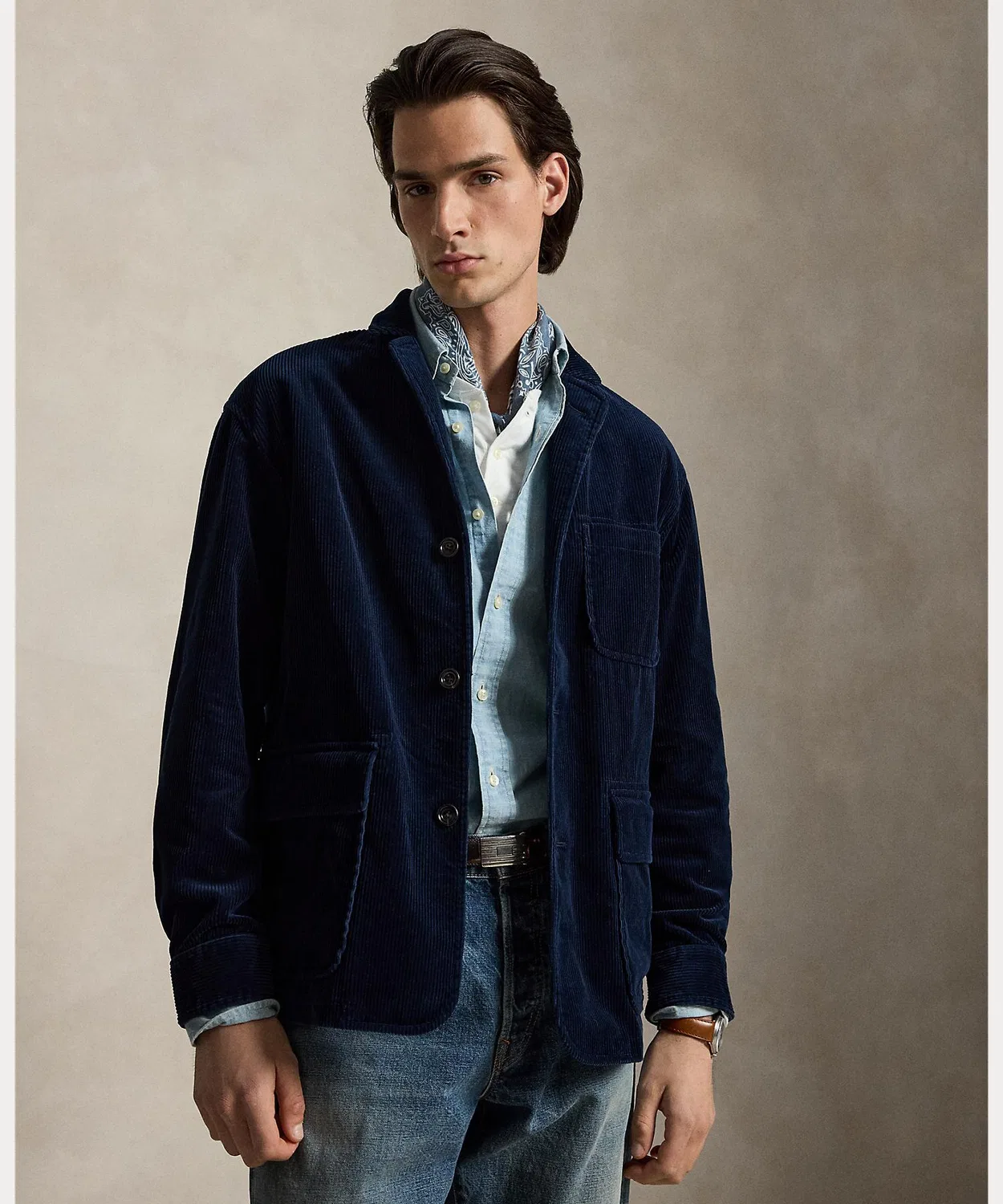 Мужской хлопковый пиджак с длинным рукавомFinley POLO RALPH LAUREN, Navy