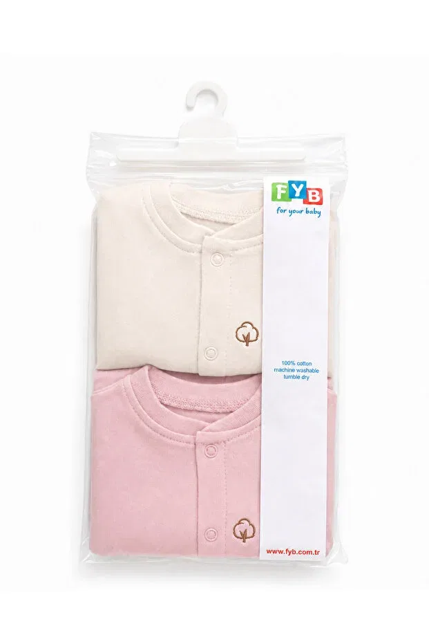 Детский комбинезон для сна хлопковый 2-Piece baby sleep and play jumpsuit with booties and snap fasteners Fyb, Cream-Ecru — фото 2