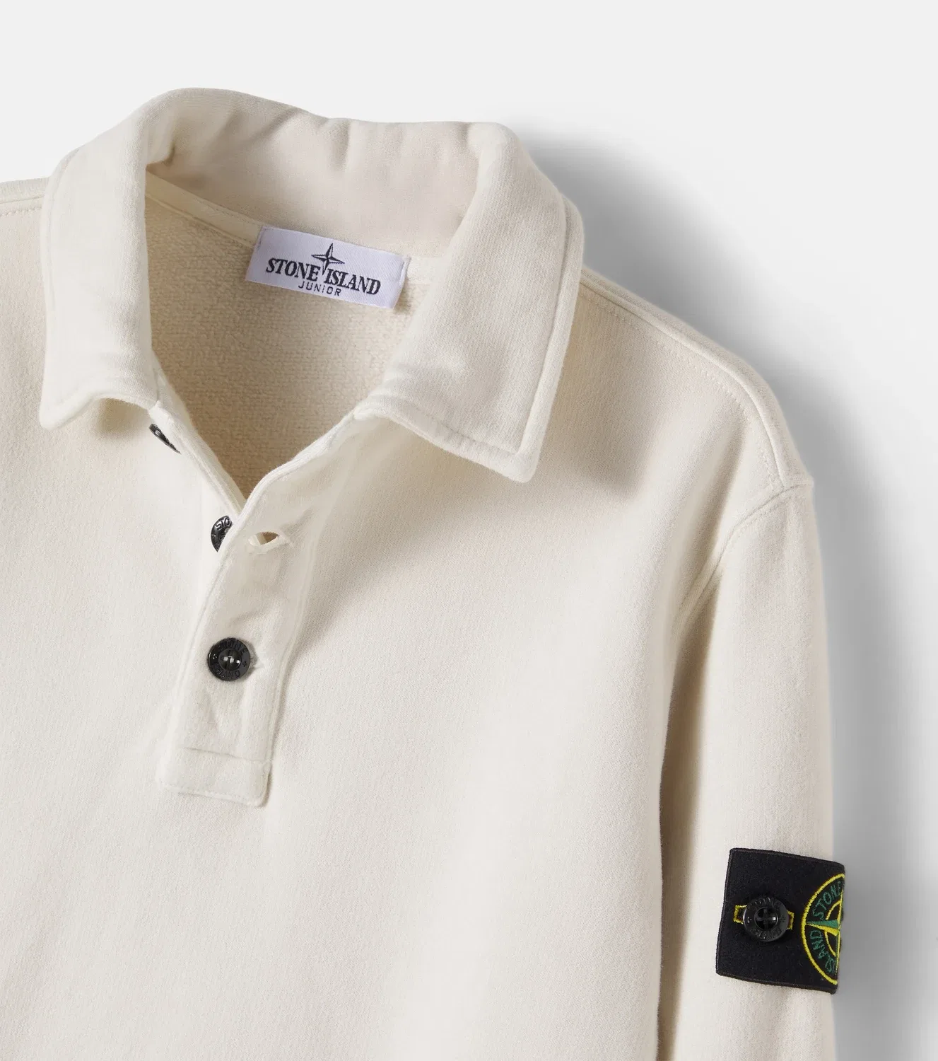 Поло из хлопкового джерси с воротником-поло Stone Island Junior, белый — фото 4