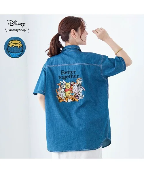 Детская джинсовая рубашка с вышивкой Winnie the Pooh Disney, Синий — фото 2