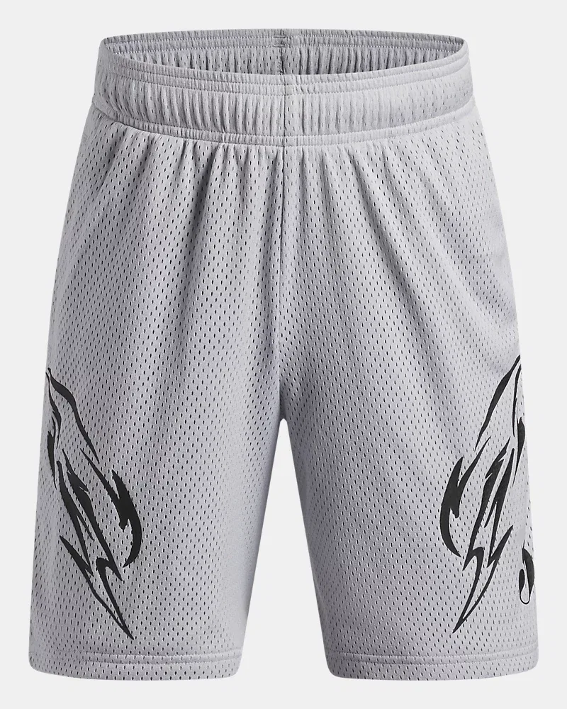 Шорты детские быстросохнущие сетчатые D. Fox x Sharpie UnderArmour, Mod Gray/Black — фото 4