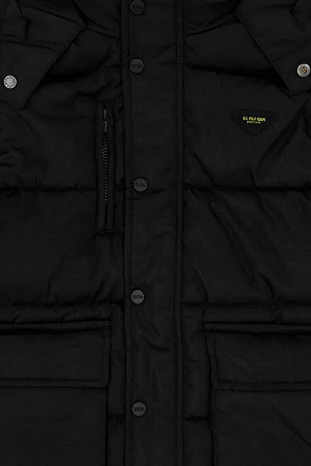 Детское пальто для мальчиков с капюшоном U.S. Polo Assn., Черное — фото 3
