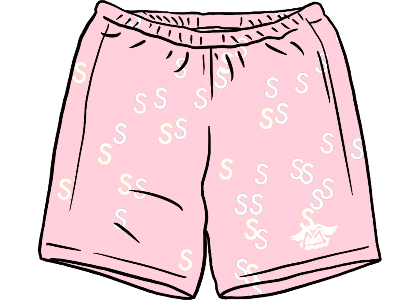 Мужские шорты с вышивкой Supreme, Light Pink