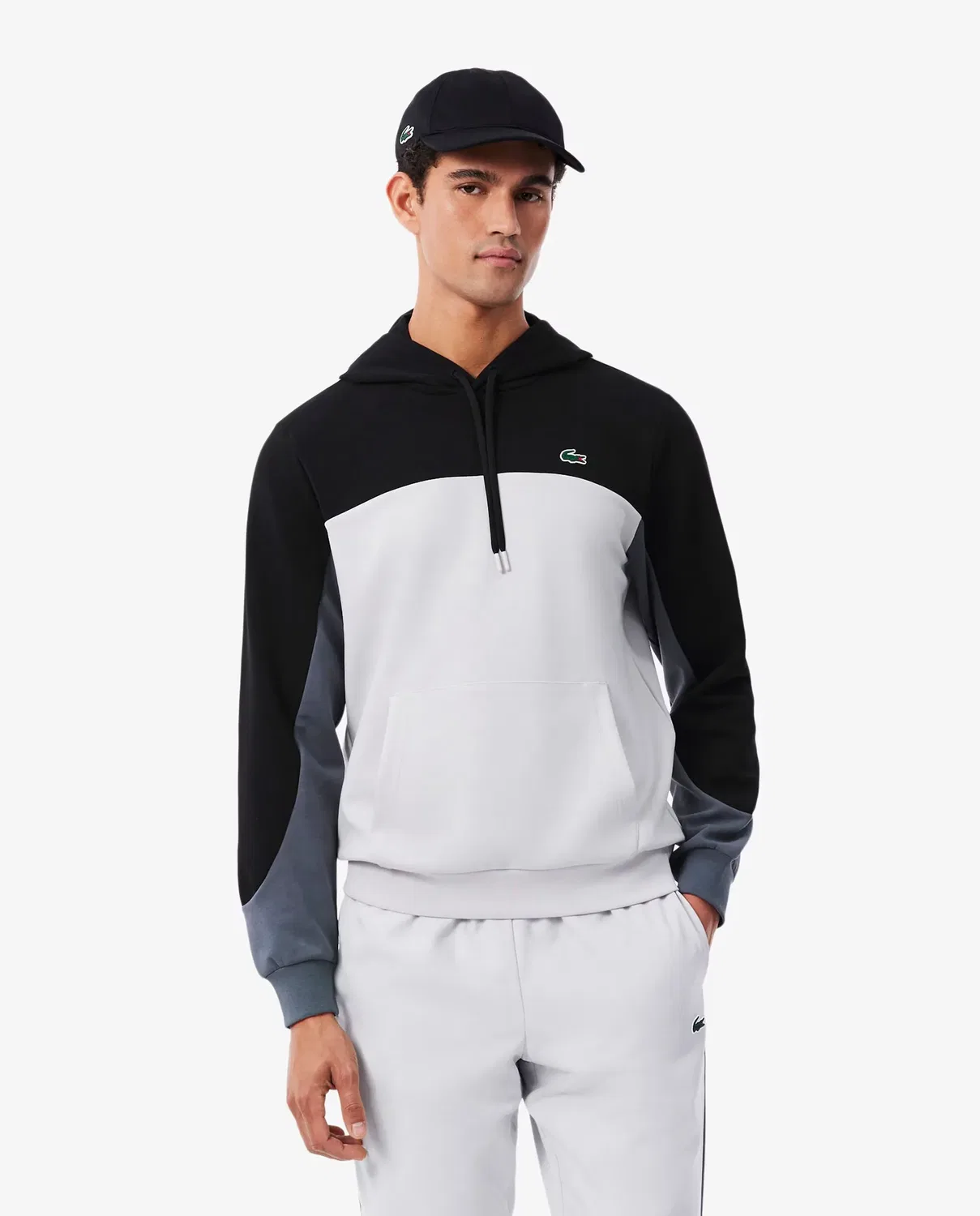 Мужская худи Lacoste с капюшоном на молнии, Gris
