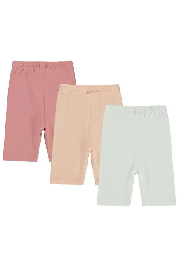 Детские леггинсы без рисунка для девочек комплект 3 шт Basic 3-pack short leggings Civil Baby, Colored — фото 2