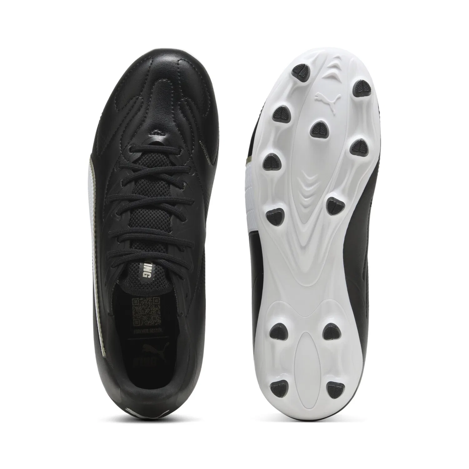 Детские футбольные бутсы с технологией SOFTTOUCH+ PUMA, Black/White/Gold — фото 4