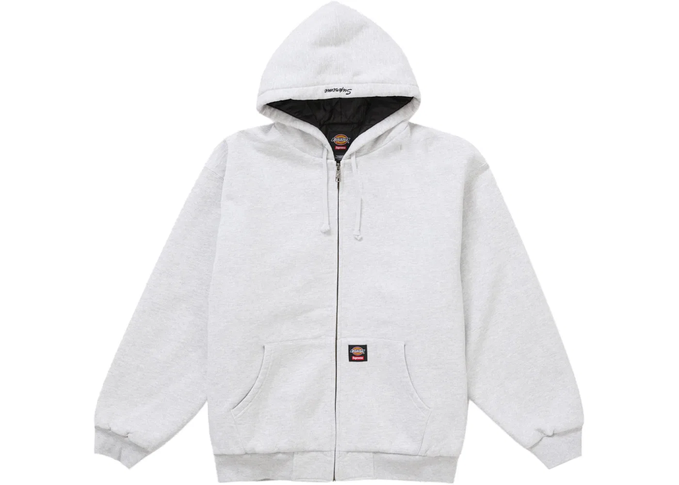 Мужская худи с капюшоном на молнии с подкладкой Supreme Dickies, Heather Grey