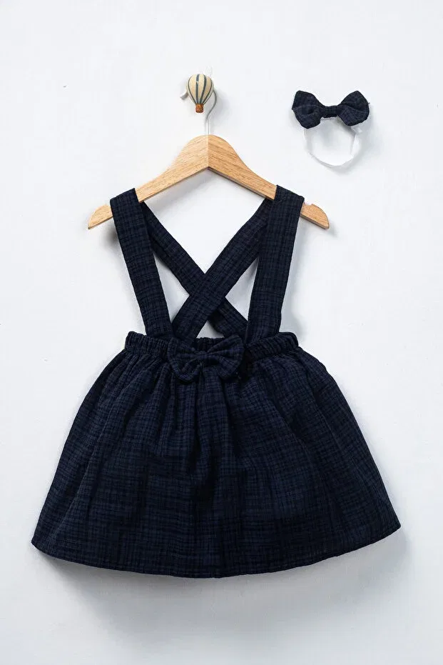 Детский комплект платьев-сарафанов из муслина с банданой 2 шт., Furyatex, Navy Blue — фото 2