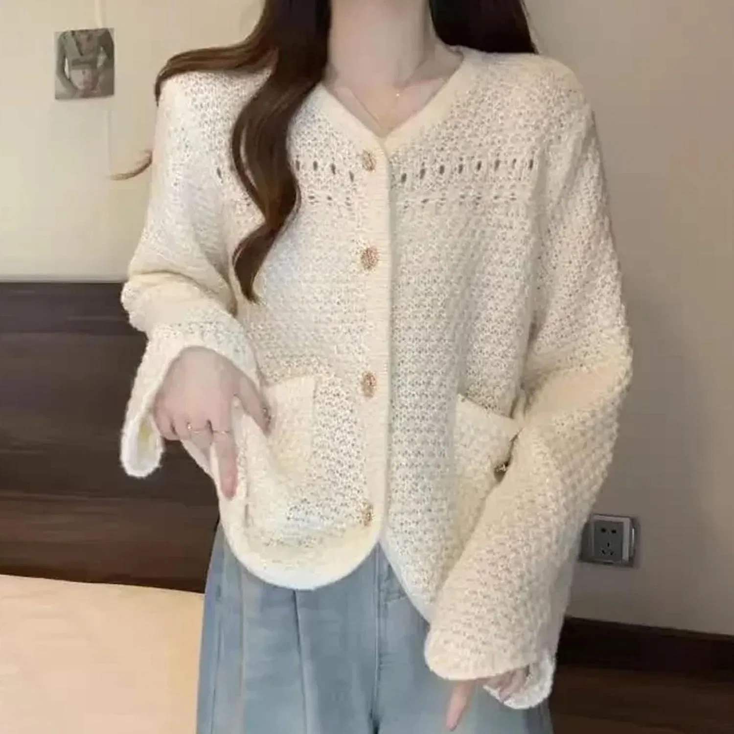 Женский сетчатый кардиган с принтом, Off White Sweater — фото 4