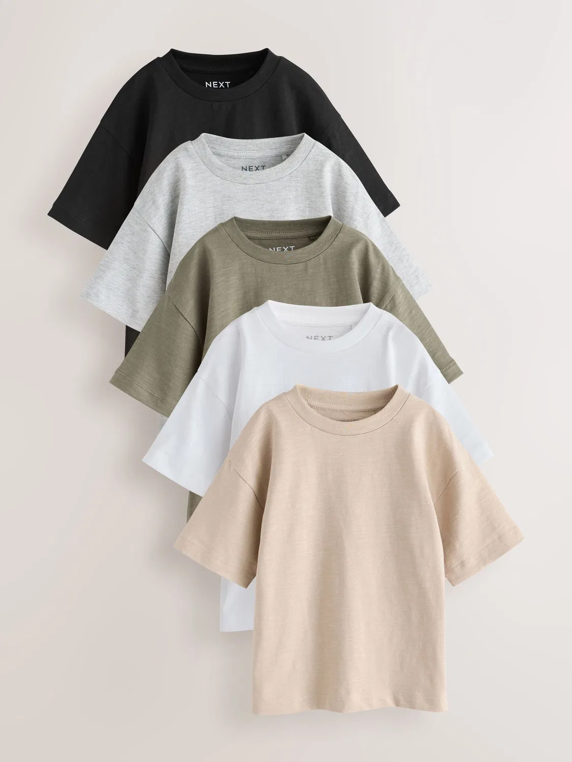Футболка 5-pack Relaxed Fit Next, черный/серый/стоун/зеленый/белый