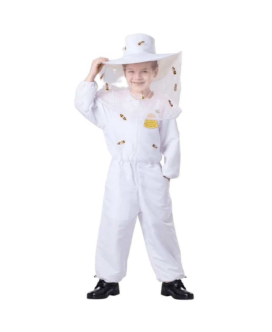 Костюм пасечника с вуалью, с аппликациями пчел Dress Up America, White