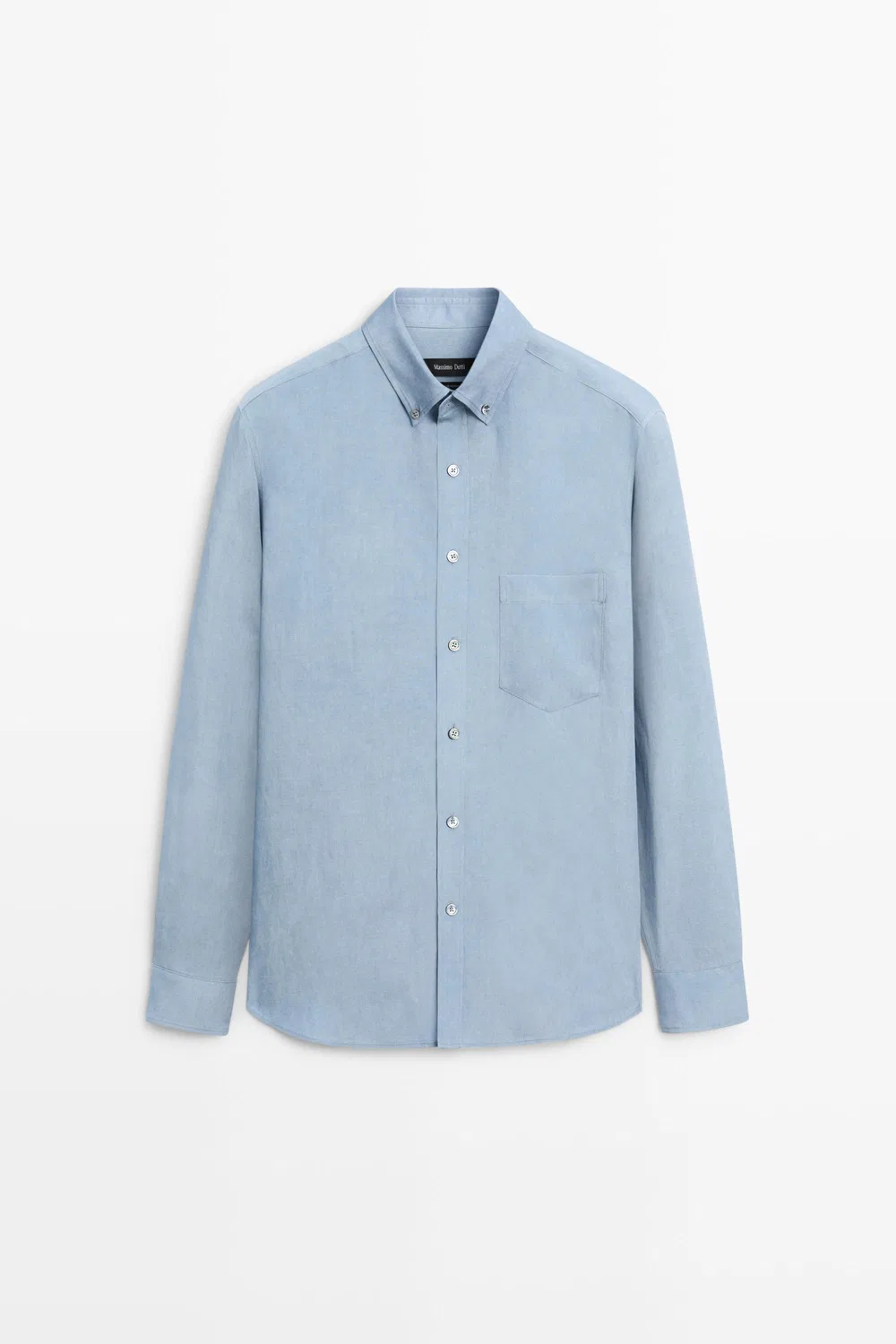 Рубашка Massimo Dutti Flowing Regular Fit Lyocell-Linen, синий — фото 2