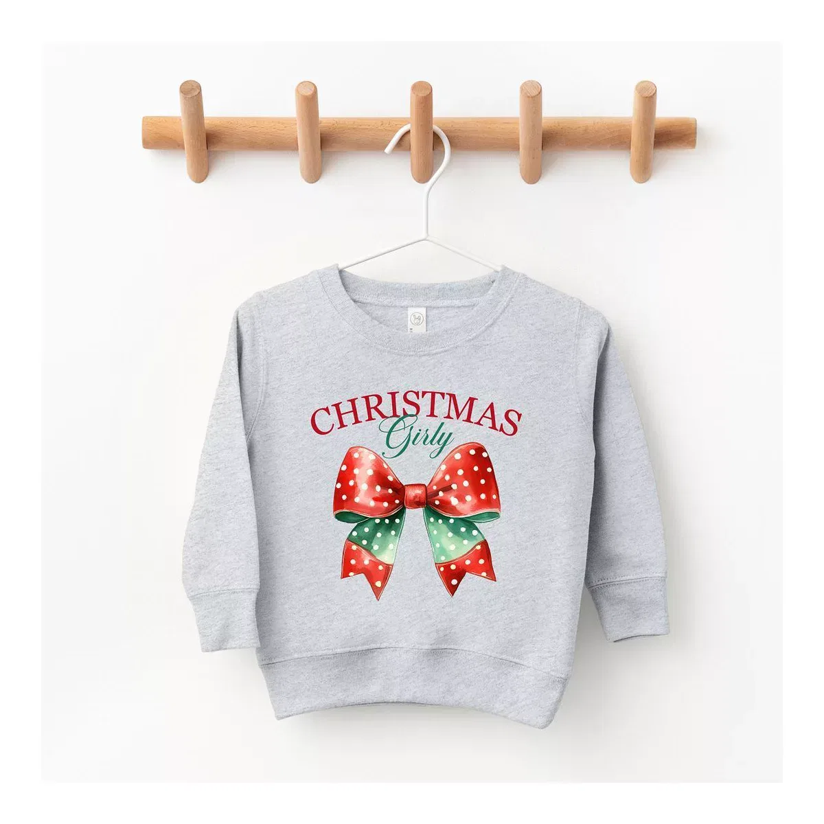 Детский свитшот с принтом Coquette Christmas Girly The Juniper Shop, Heather Grey