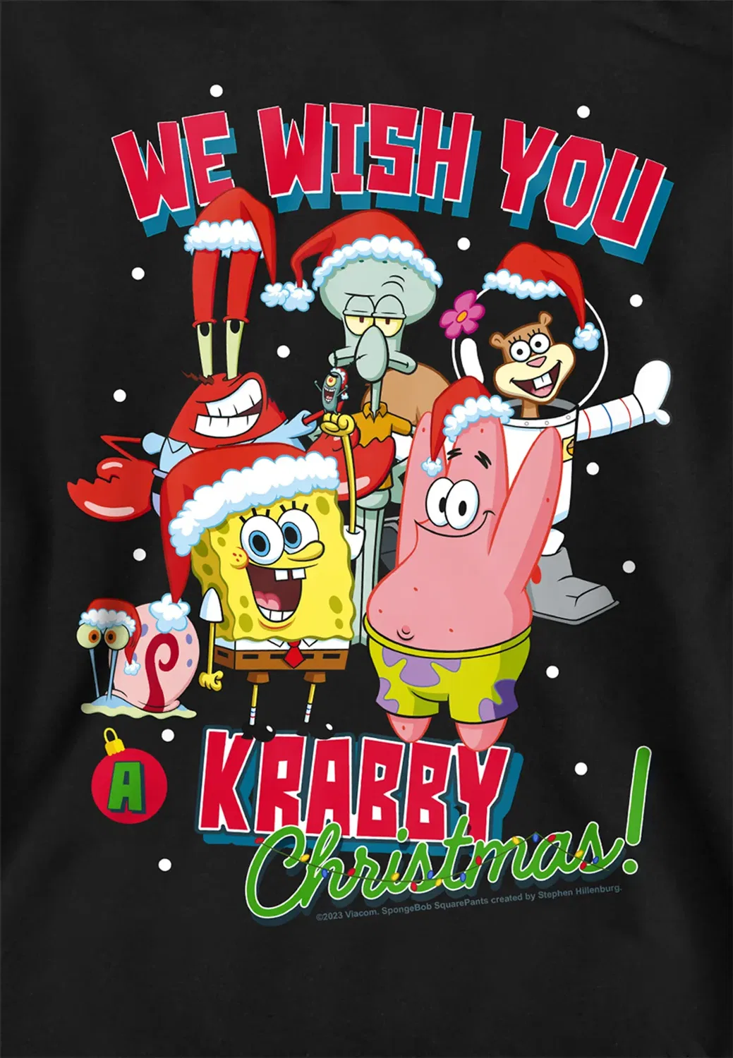 Детский худи с принтом Spongebob Crabby Christmas Nickelodeon, Black — фото 2