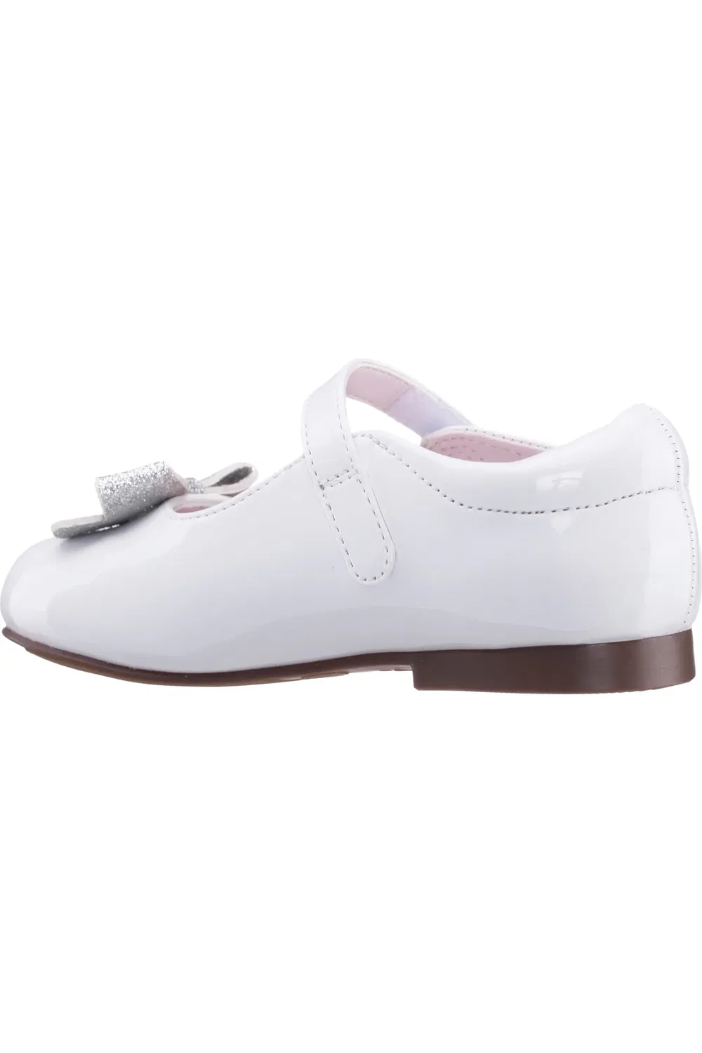 Туфли детские с бантом Emee Mary Jane Flat Nina, White Patent Glitter — фото 2