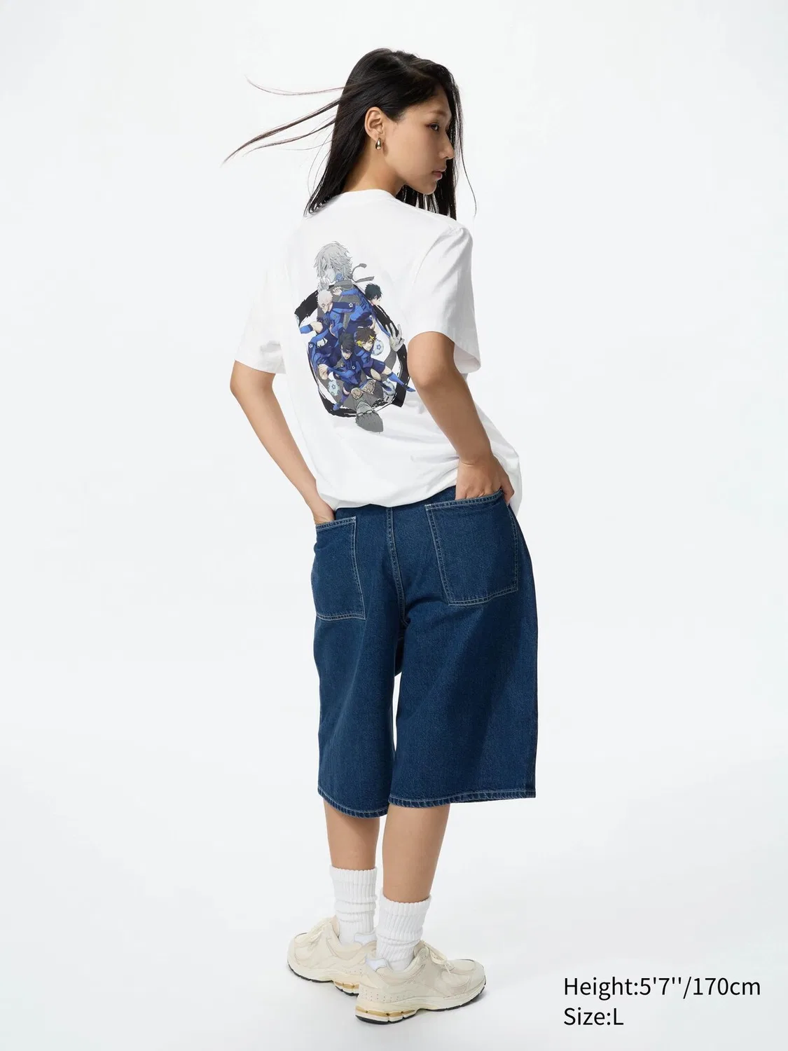 Футболка Blue Lock UT Uniqlo, с коротким рукавом и графическим принтом, белый — фото 3