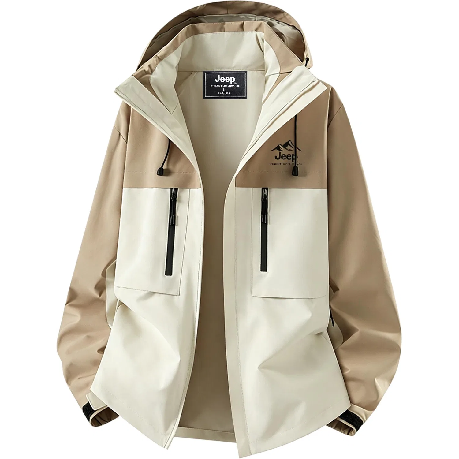Детская куртка с капюшоном, водоотталкивающая, Jeep, White Khaki