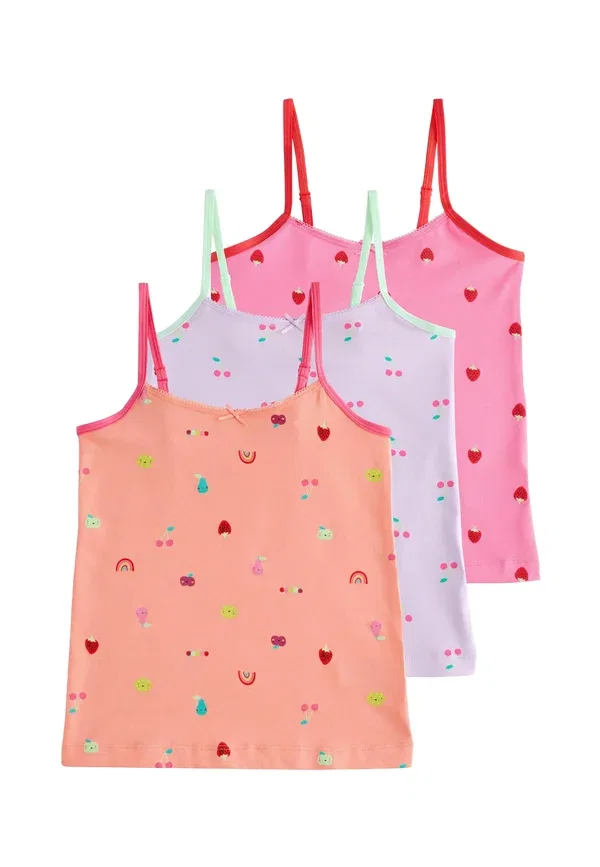 Топ с бретельками Regular fit - cami vests 3 pack Next, Pink printed fruit, розовый