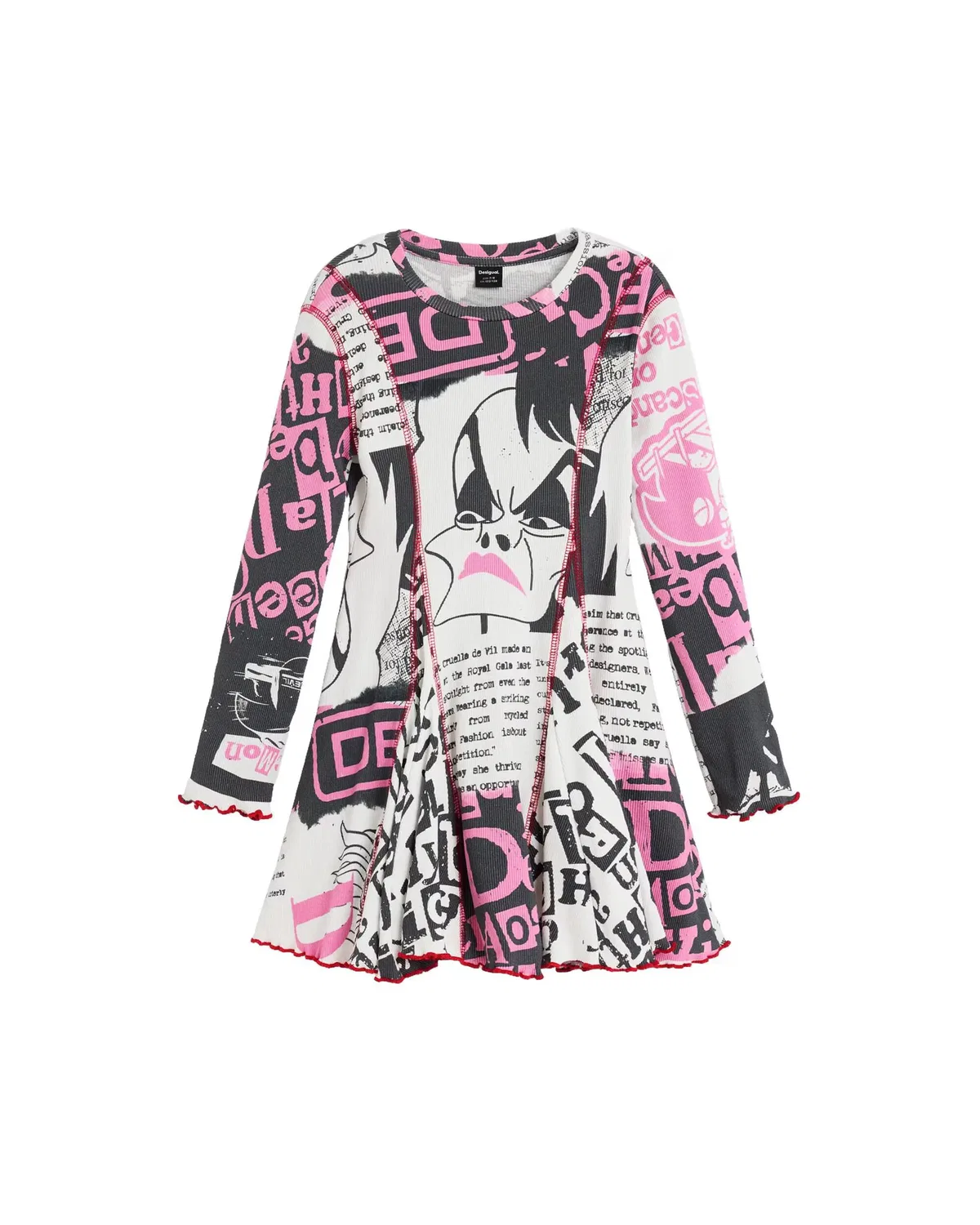 Детское платье для девочек с принтом Cruella Disney Desigual, Blanco