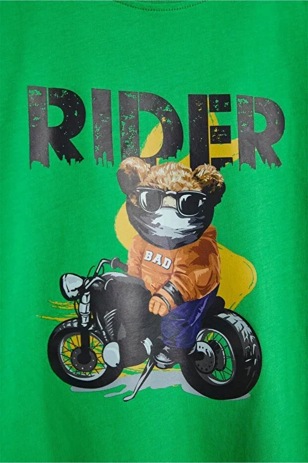Детская футболка для девочек с принтом Bad Bear, Green — фото 3