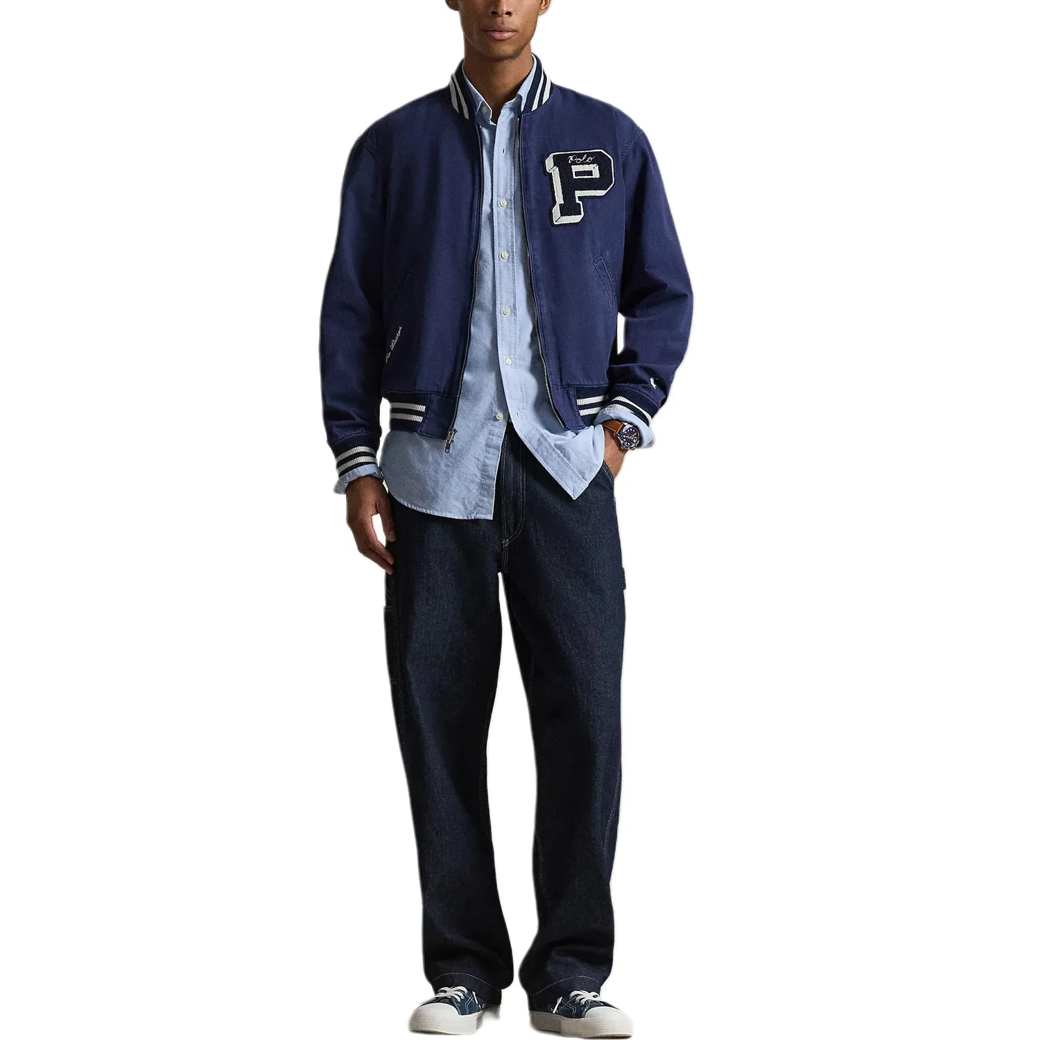 Мужская бейсбольная куртка с эмблемой Polo Ralph Lauren, Marine Blue — фото 4