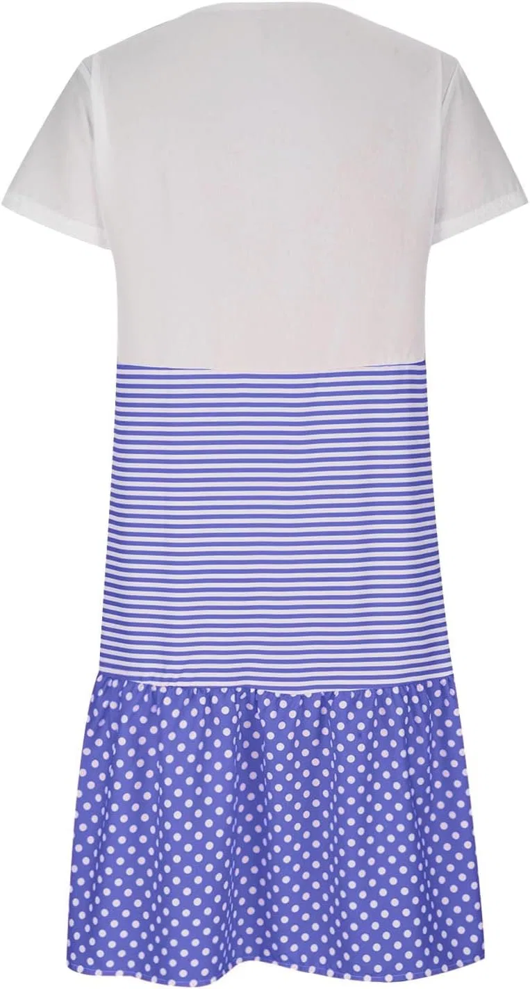 Женское летнее платье мини с коротким рукавом Swing Beach Dress, Blue — фото 4