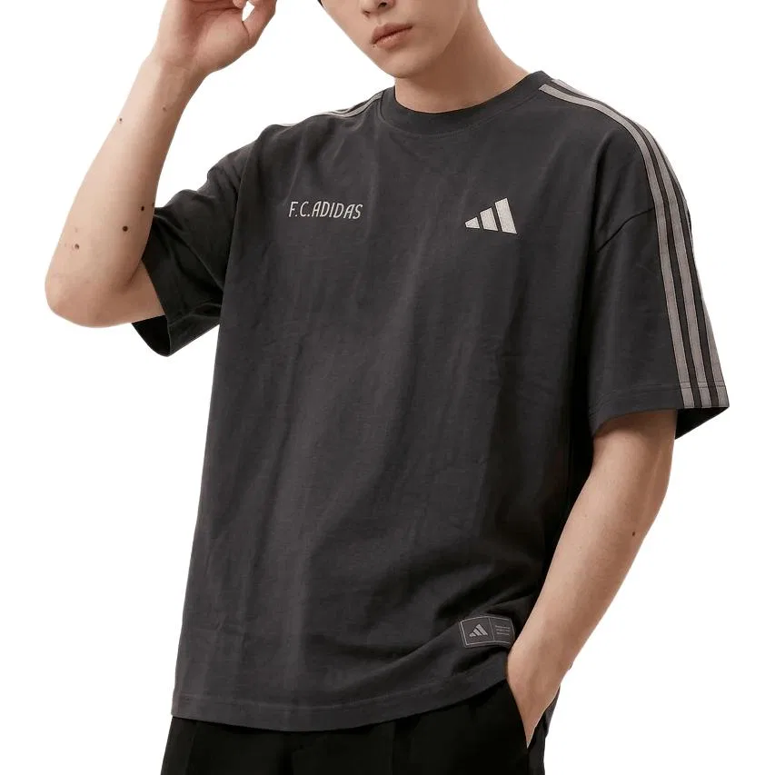 Футболка с круглым вырезом, умеренная, Adidas, Black — фото 3