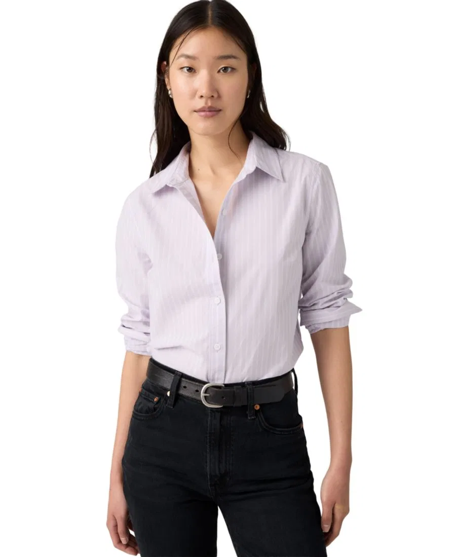 Женская классическая рубашка из поплина с длинным рукавом Carlile Classic Poplin Long-Sleeve Shirt Levi's, Helle Stri