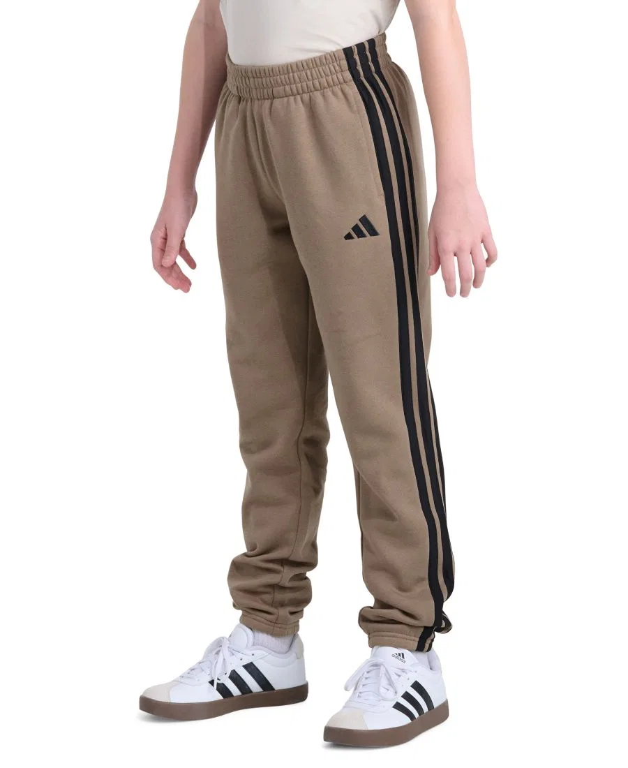 Детские спортивные брюки из футера с манжетами, модель 3-Stripes adidas, Khaki Six — фото 3