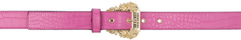

Розовый ремень с пряжкой под крокодила Versace Jeans Couture