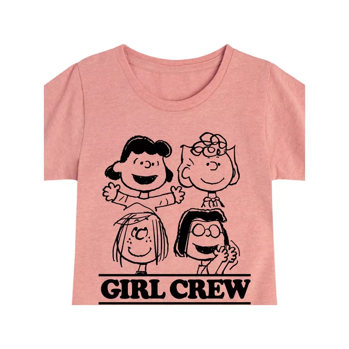 Детская футболка для девочек с принтом Peanuts Girl Crew Peanuts, Desert Pink — фото 2