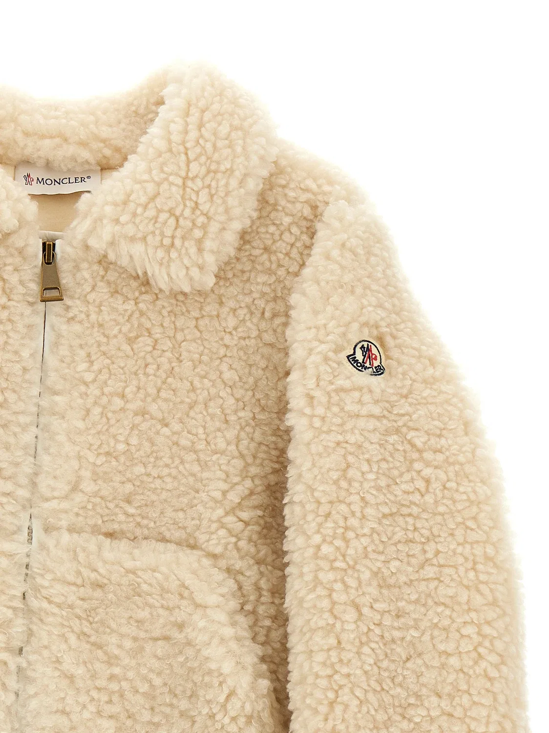 Толстовка с эффектом Тедди Moncler Enfant, белый — фото 3