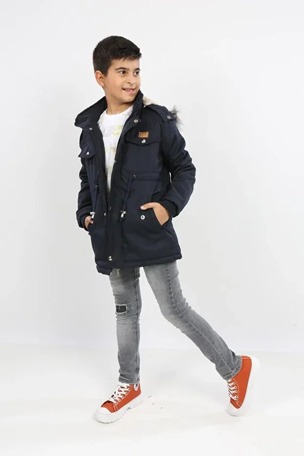Детское пальто для девочек с капюшоном Generic Brands, Navy Blue