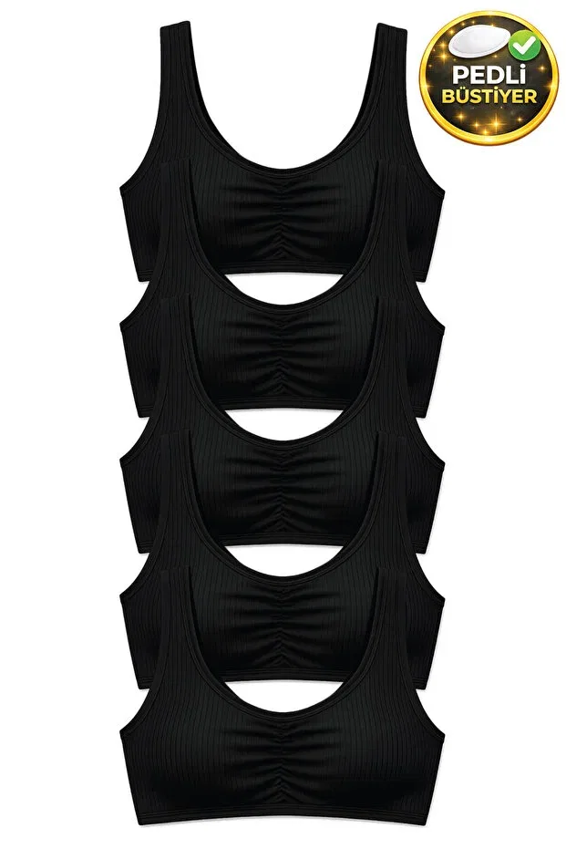 Детское бюстье для девочек хлопковый комплект 5 шт Biyokids, Black — фото 2