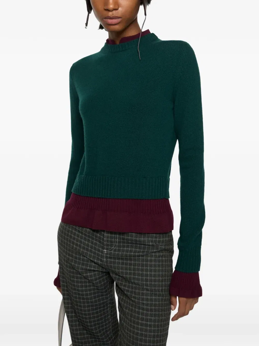 Свитер со сборками и эффектом многослойности Acne Studios, зеленый — фото 4