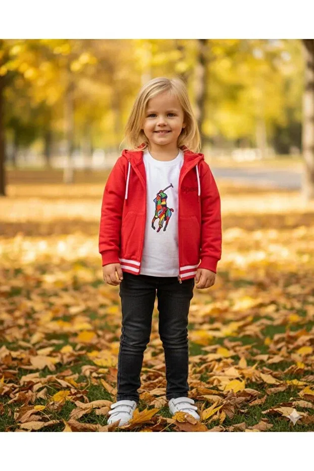 Детский вязаное кардиган для девочек с капюшоном Little Tortoise, Red