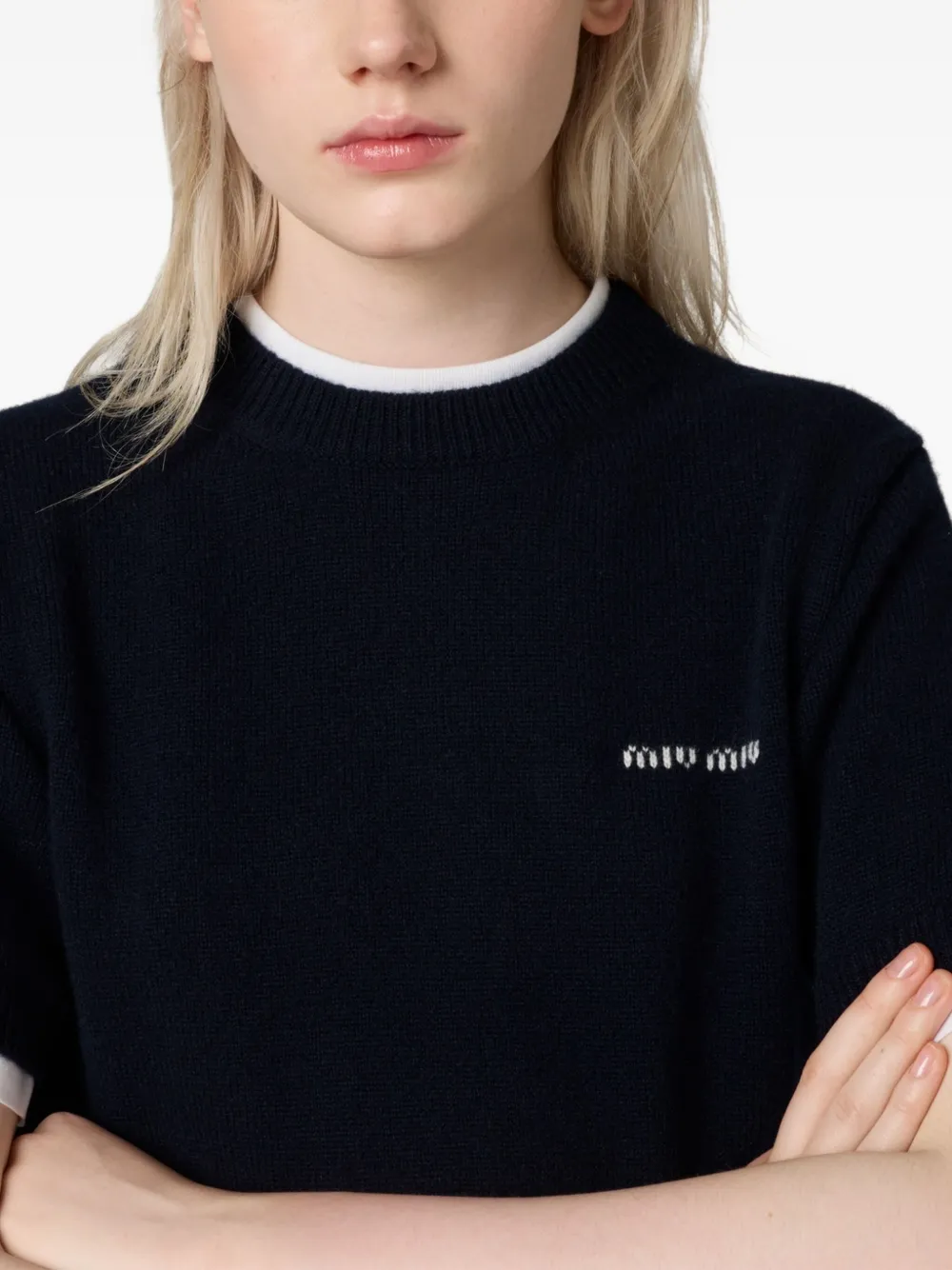 Футболка с круглым вырезом MIU MIU, синий — фото 4