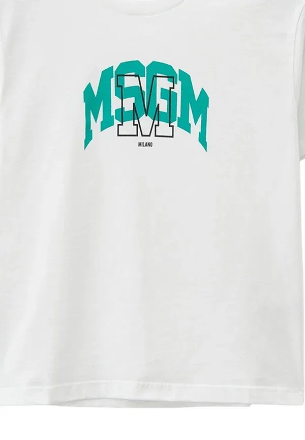 Футболка с принтом Bambino Msgm, белый — фото 3