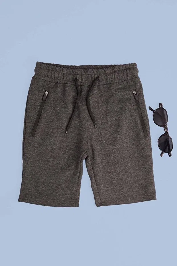 Детские шорты для мальчиков с завязками Belt-Tied pocket zippered boys' capri pants Fulla Moda, Anthracite