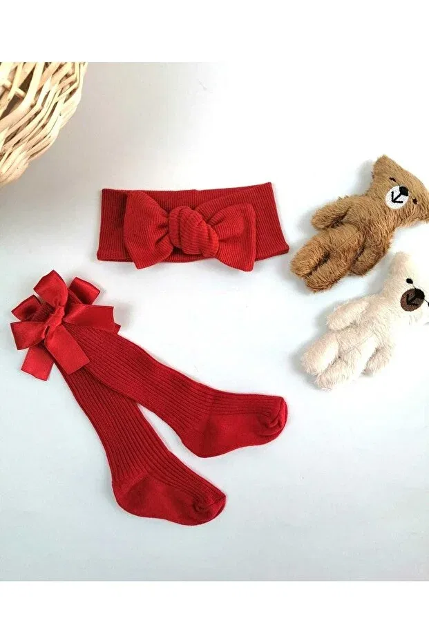 Детский комплект носочков с чепчиком для девочек Aryakids, Red