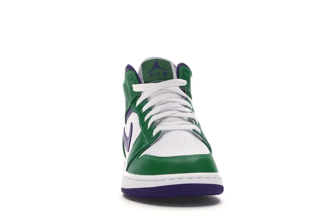 Детские кроссовки для мальчиков с зеленым верхом Jordan 1 Mid Incredible Hulk GS Jordan, Aloe Verde/Court Purple-White — фото 2