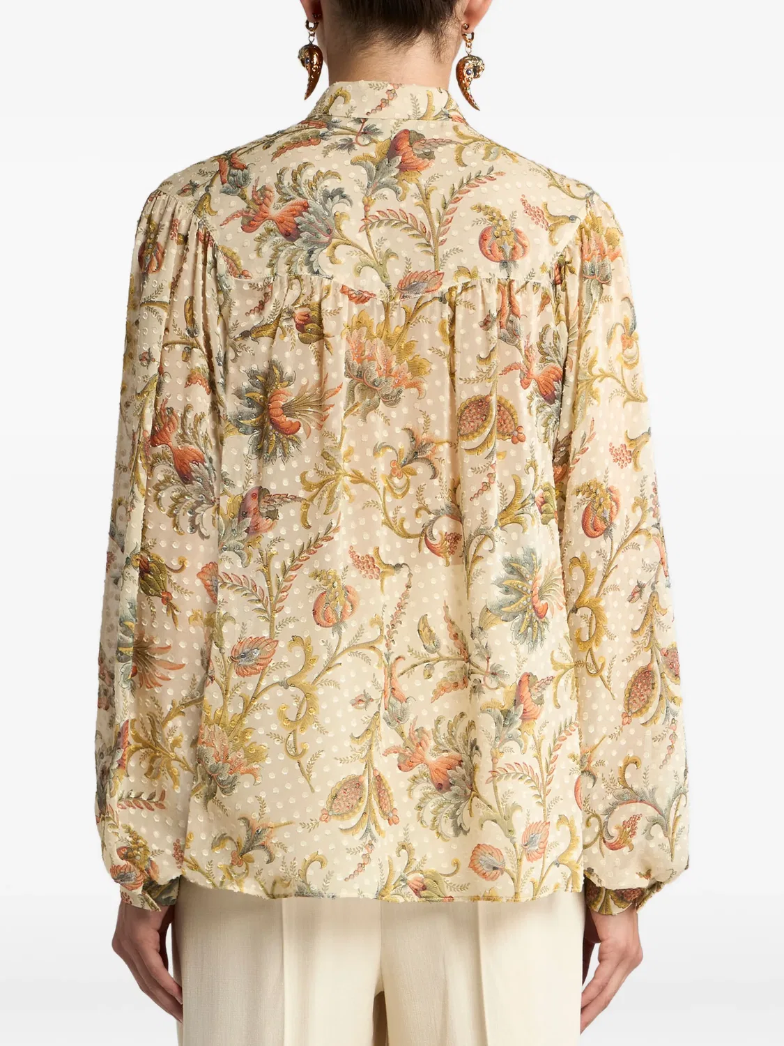 Топ с цветочным мотивом и точками ETRO, нейтральные — фото 4