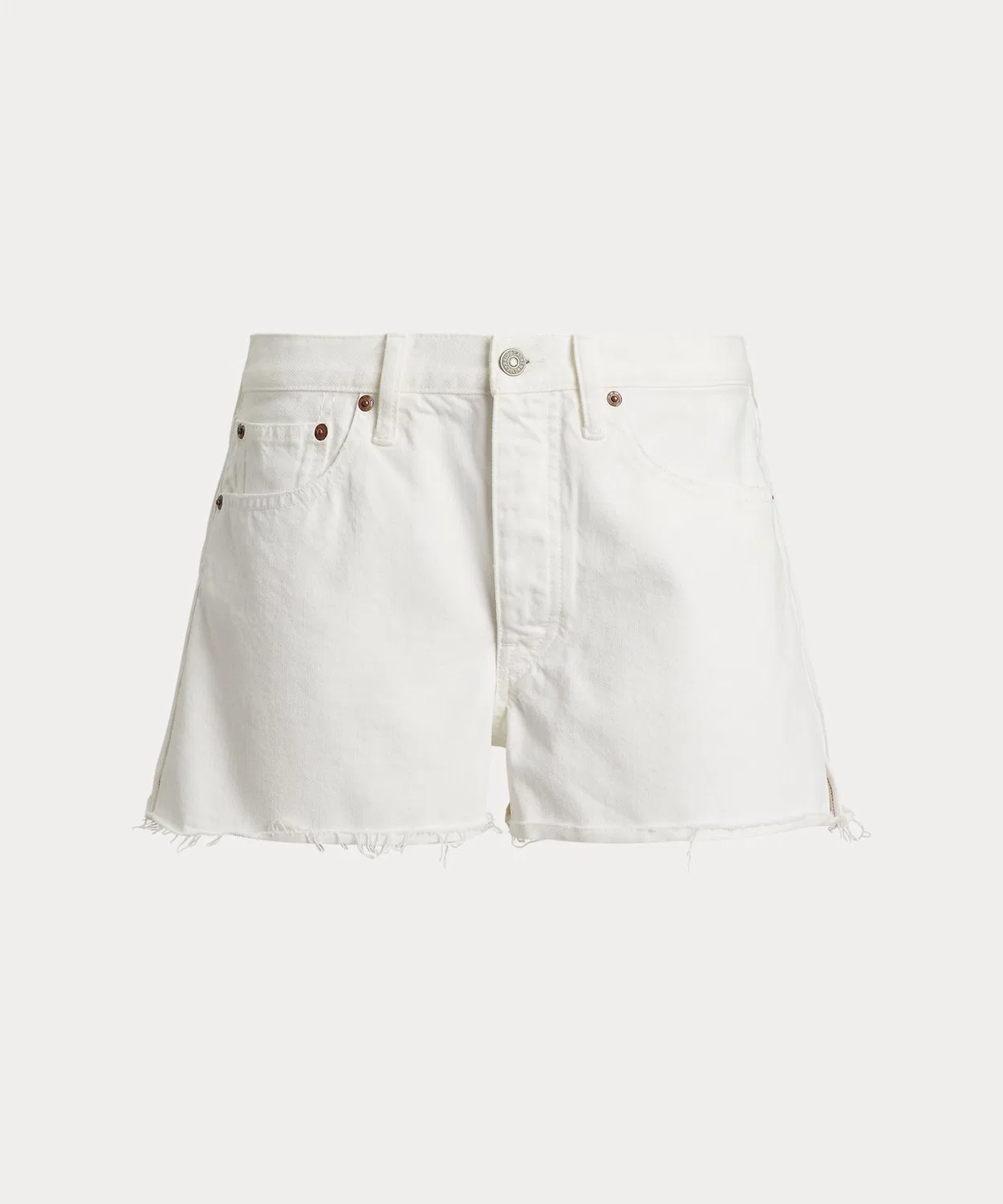 Джинсовые шорты с эффектом поношенности Polo Ralph Lauren белые — фото 2