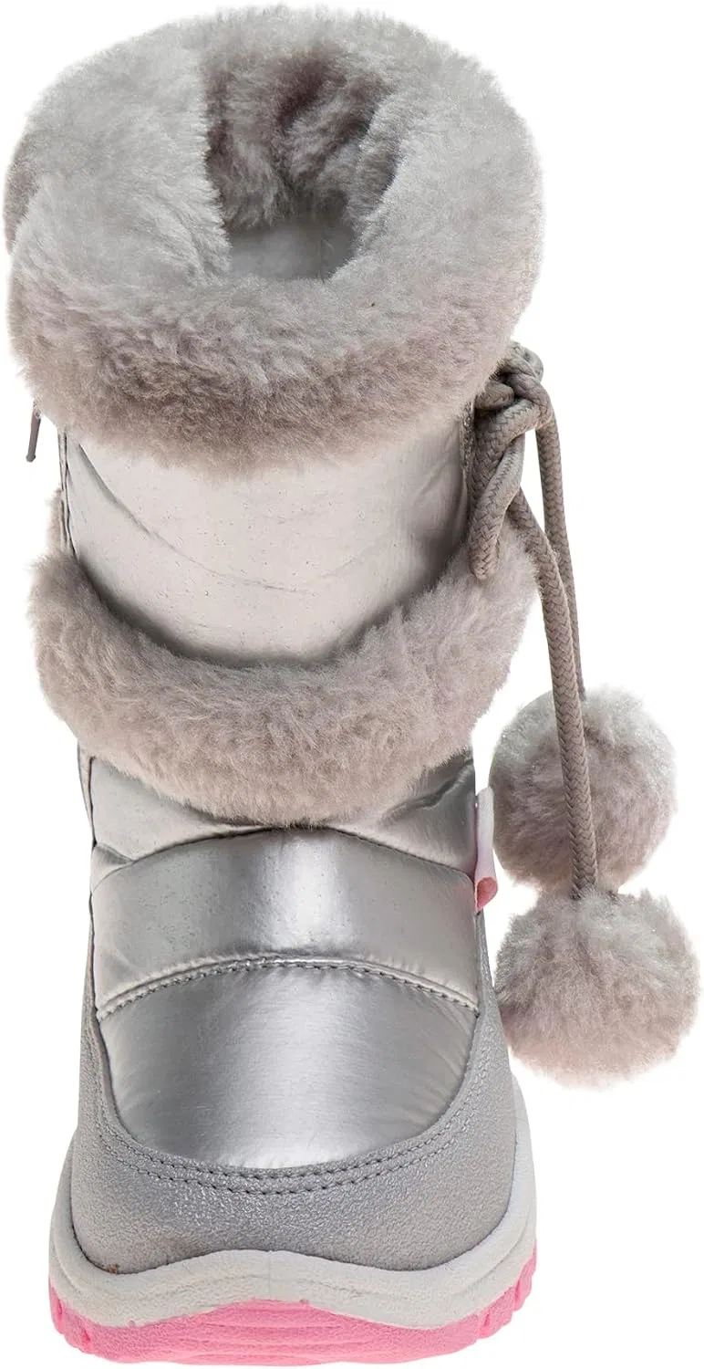 Детские зимние снежные ботинки для девочек водонепроницаемые Rugged Bear, Silver/Pink — фото 2